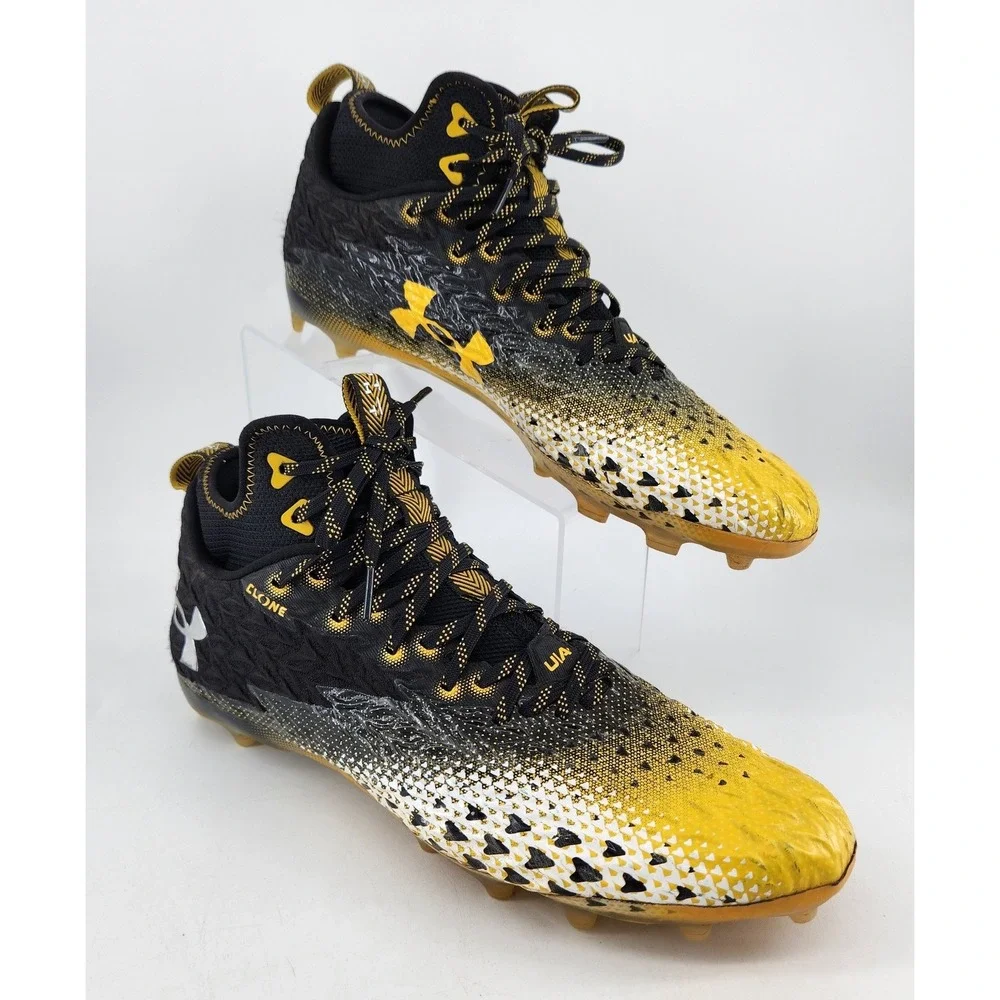 Under Armour Spotlight Clone 3.0 MC Football Cleats Sz 13 Black Gold 3026334-003